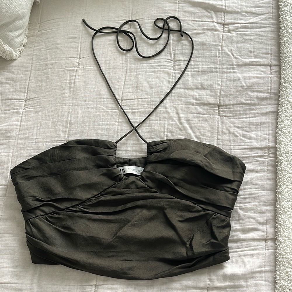 Zara Dark Green Halter Neck Top